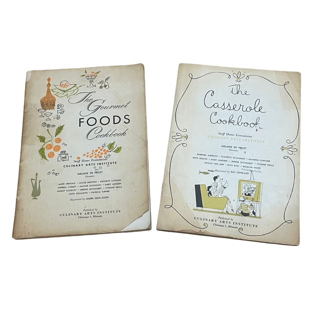Vintage Culinary Arts Institute Cookbooks Gourmet Foods & Casserole 1950s Set